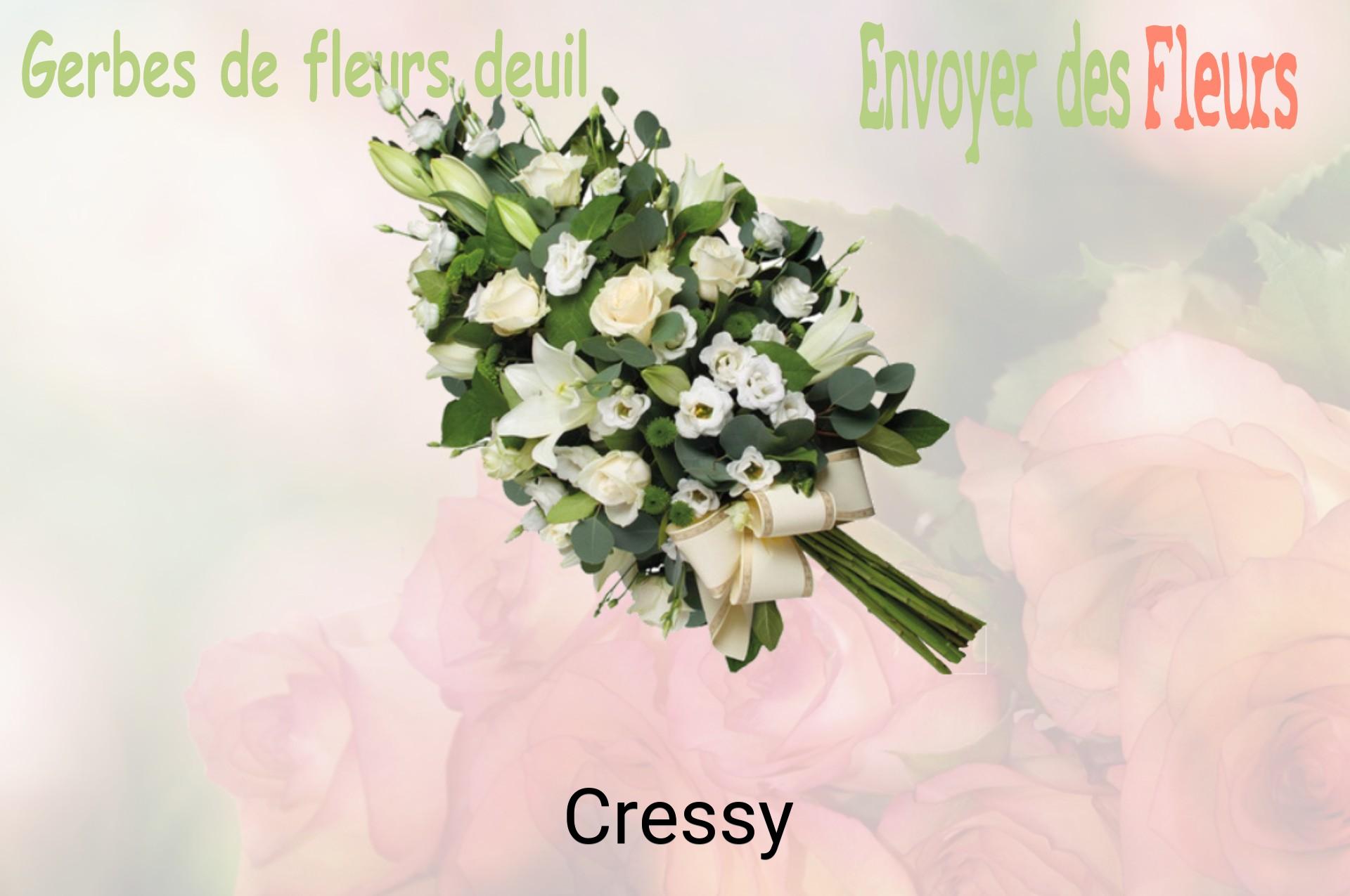 Gerbe de fleurs de deuil livrée à Cressy